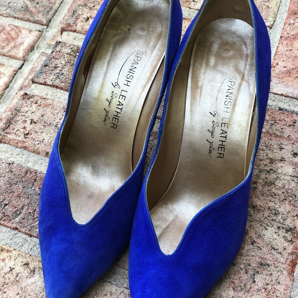 Royal Blue suede heels by Spanish Leather